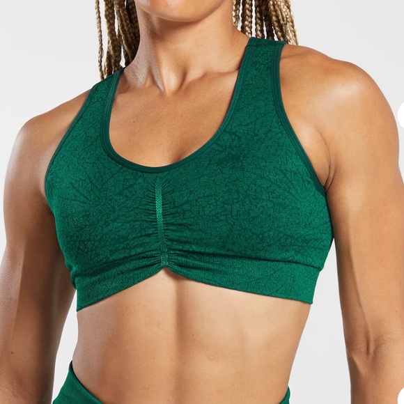Gymshark Other - NWT gymshark sports bra ADAPT PATTERN SEAMLESS LONGLINE Forest Green size small